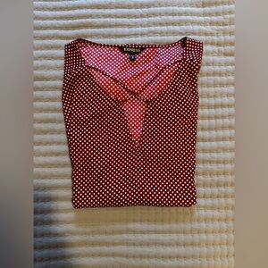 Express Red Fitted Blouse with Long Sleeves